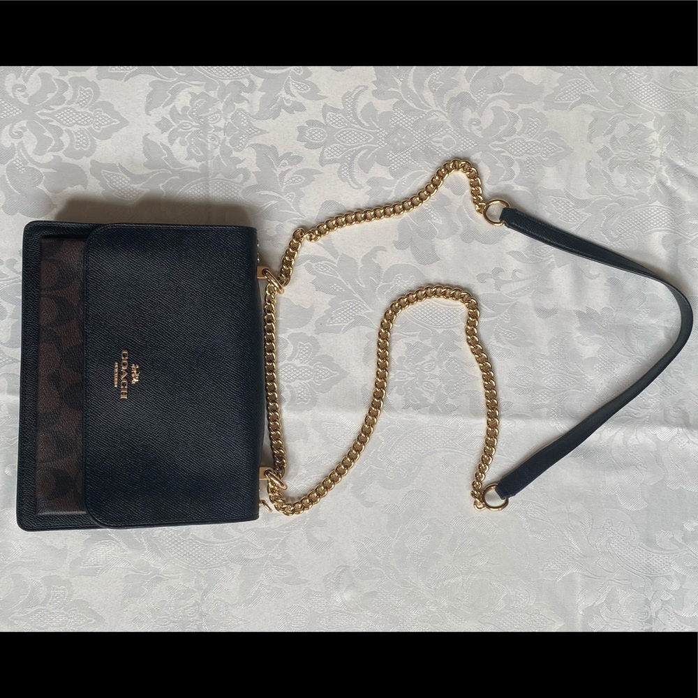 Coach black & brown leather crossbody